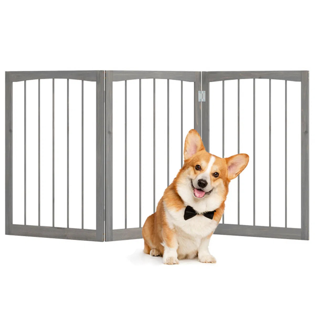 63" x 30" Gray Wooden Pet Fence - Image 3