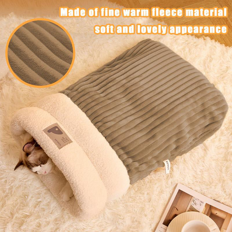 Pet Sleeping Bag Winter Warm Soft Plush Semi Enclosed Cat Nest Sleeping Bag - Image 2