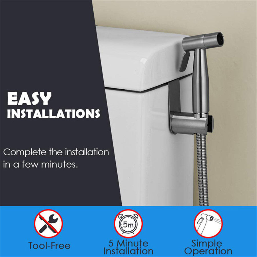 Toilet Shattaf Adapter Hose Bidet Spray Stainless Steel Handheld Shower Head US - Image 4