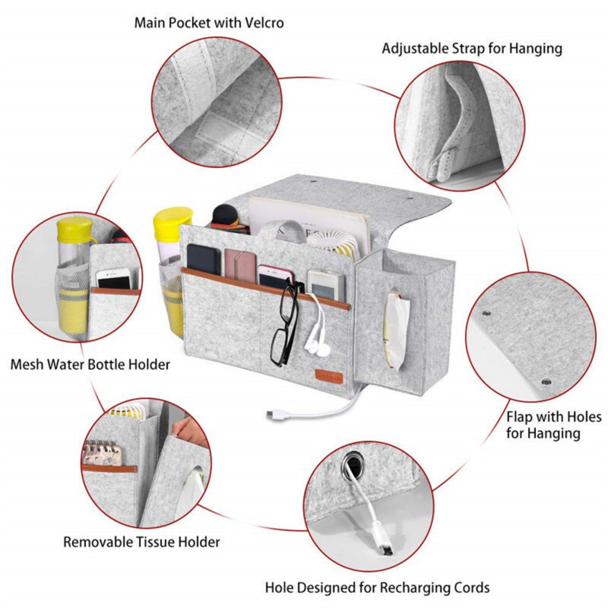 bedside bigger storage caddy sofa product angle 9