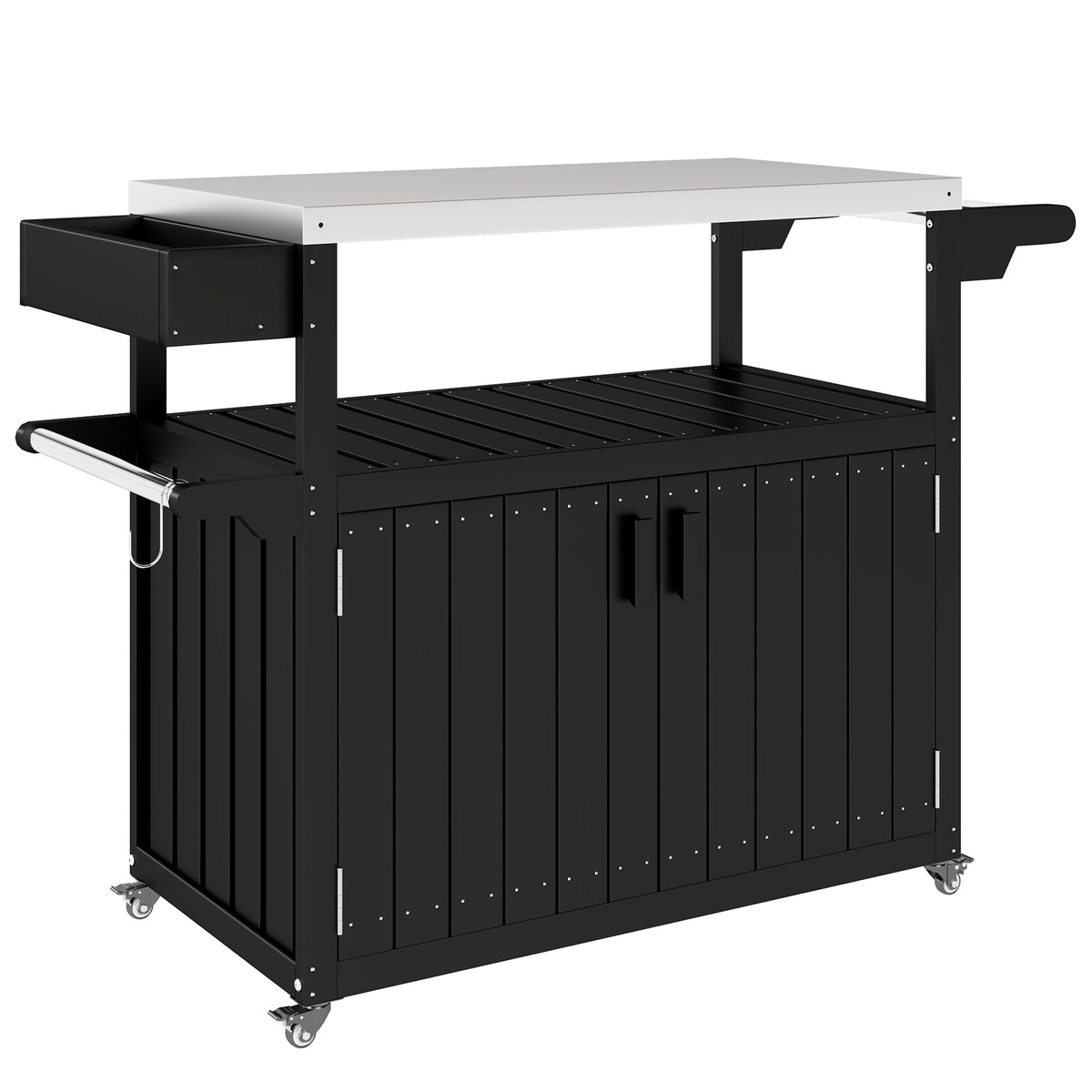 mobile outdoor bar cart with stainless steel top product view 1