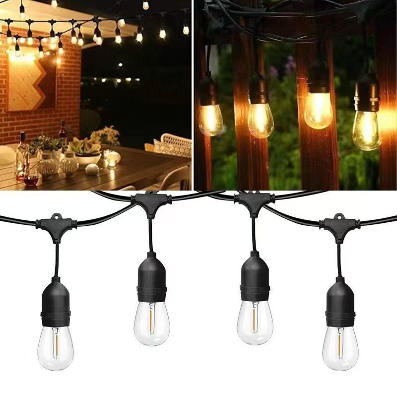 10M String Lights Outdoor 110V Hanging Patio Lights With 10 E27 Sockets Warm