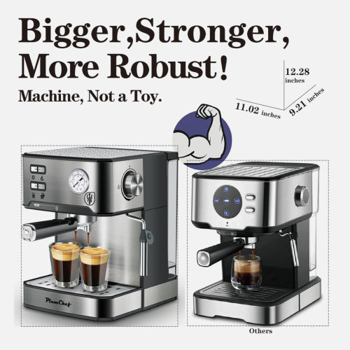 20 Bar Professional Espresso Machine With Milk Frother Single & Double Shot