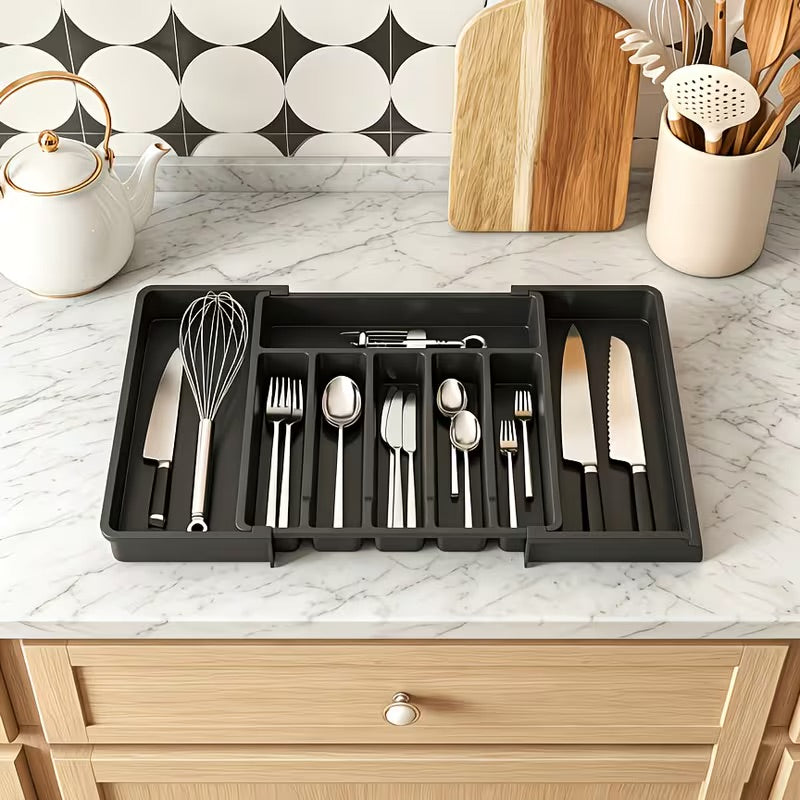 Expandable Utensil Tray For Kitchen BPA Free Flatware And Cutlery Holder - Image 2