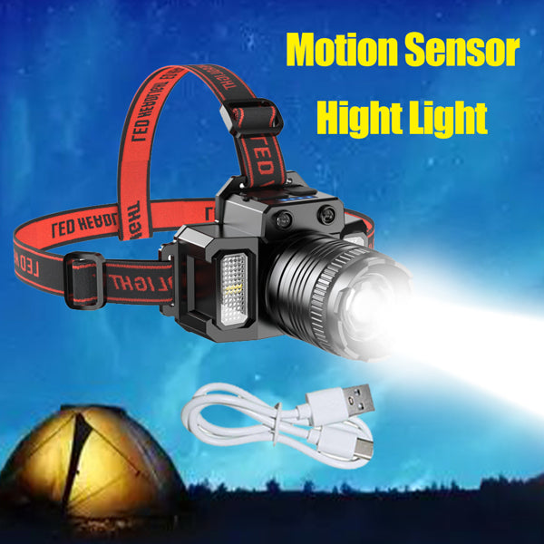 5 Modes LED Headlamp Motion Sensor Headlamp USB Rechargeable Canping Hiking Headlight - Image 3