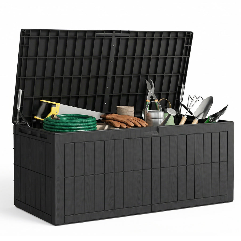 220 Gallons Outdoor Storage Box Large Capacity Water Proof Lockable Resin Deck - Image 4