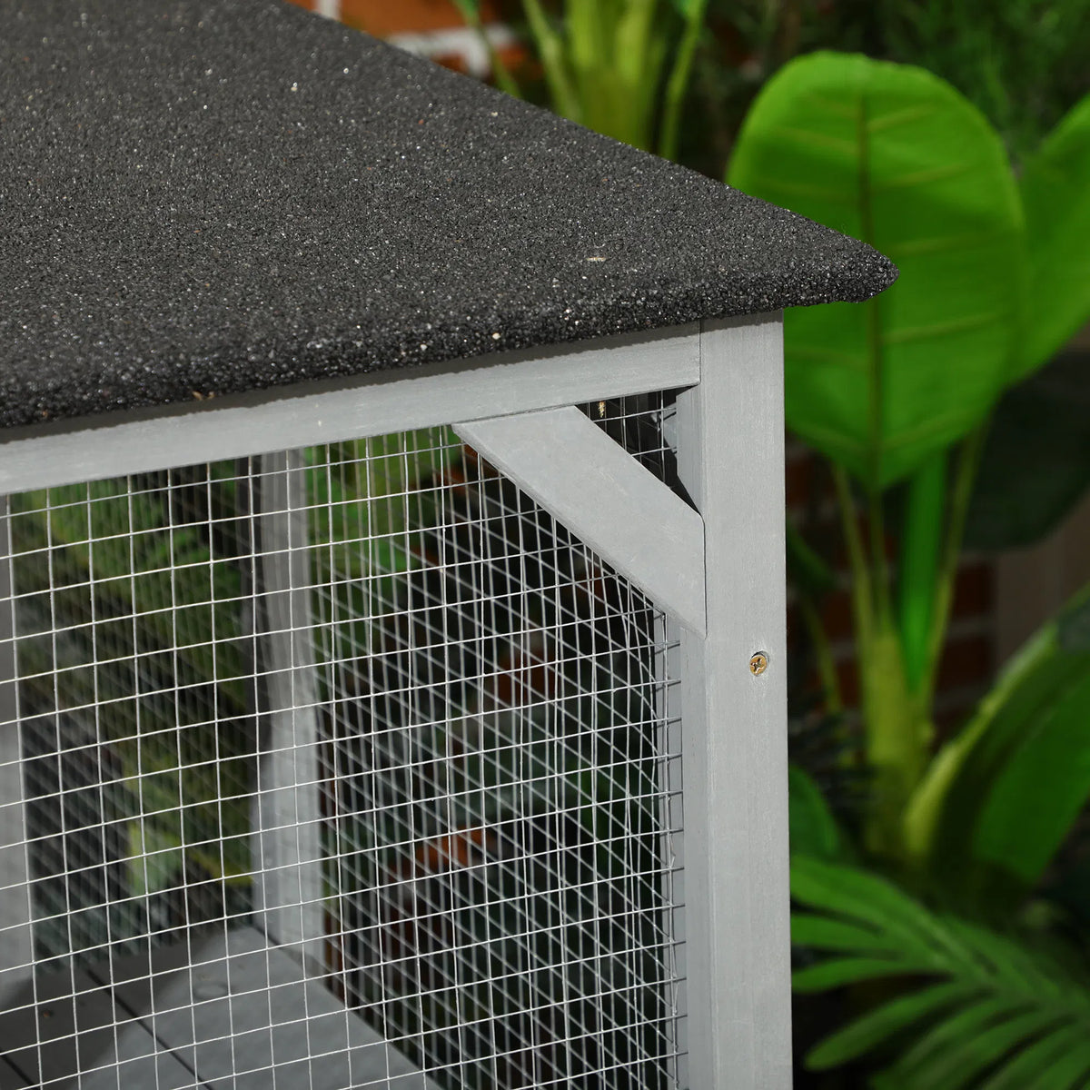 Wooden Cat Catio 76"L Walk in Outdoor Cat House with Asphalt Roof Platforms - Image 3