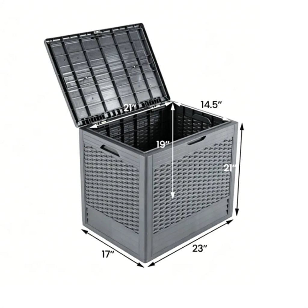 25 Gallon Outdoor Deck Box Weatherproof PP Storage Chest with Rattan Texture - Image 4
