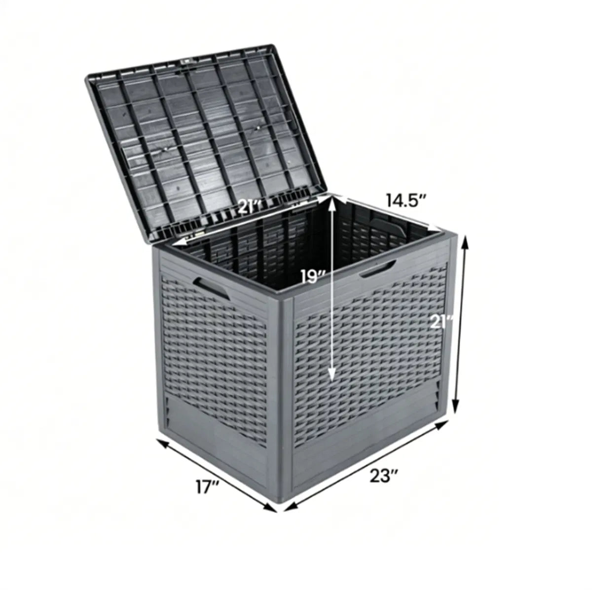 25 Gallon Outdoor Deck Box Weatherproof PP Storage Chest with Rattan Texture - Image 4