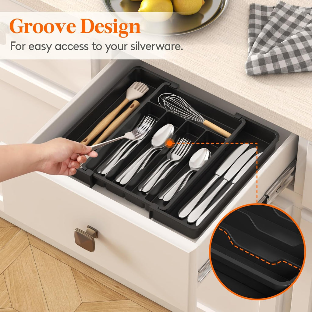 expandable silverware drawer organizer adjustable product angle 9