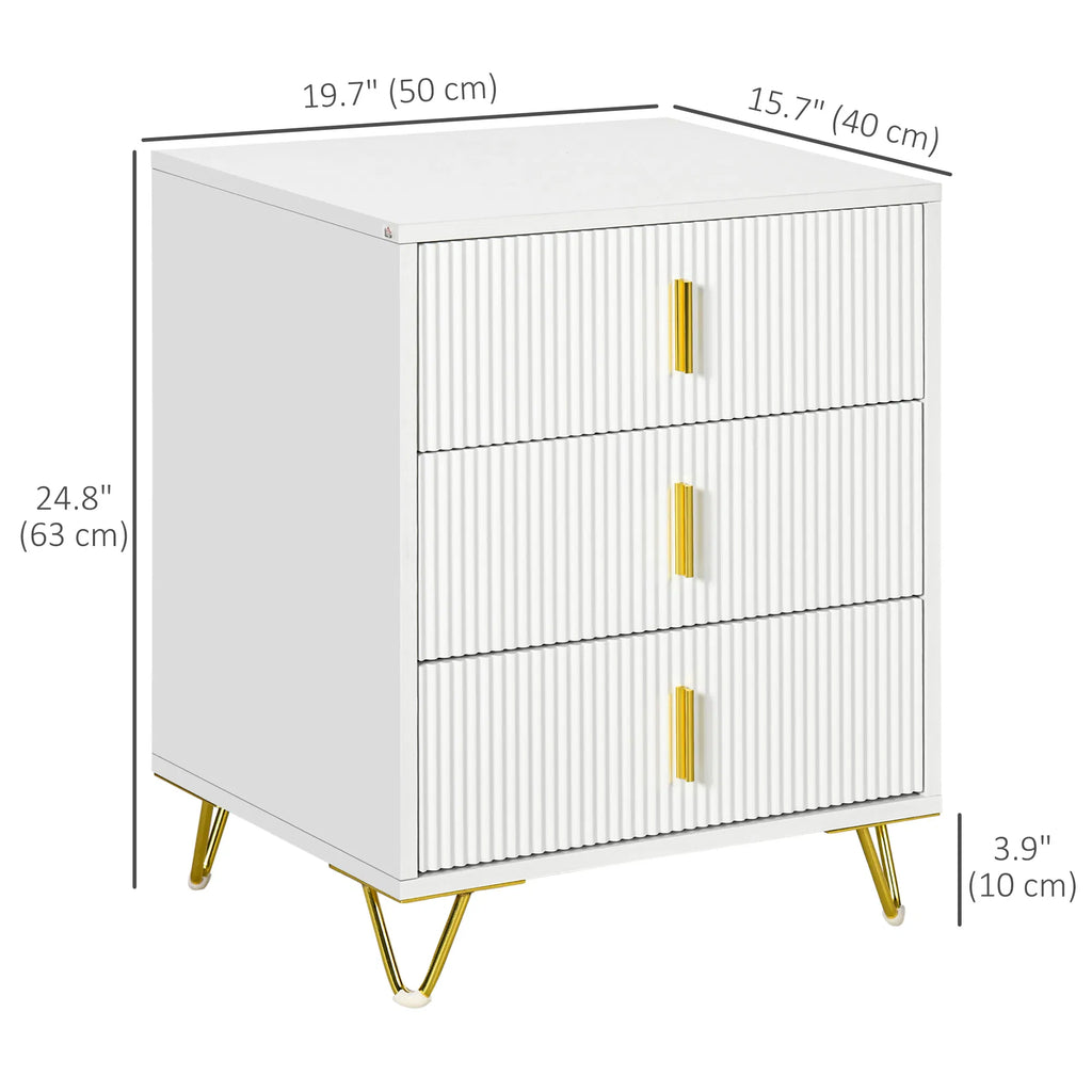 Drawer Chest 3 Drawer Storage Cabinet Unit with Metal Legs for Living Room - Image 4