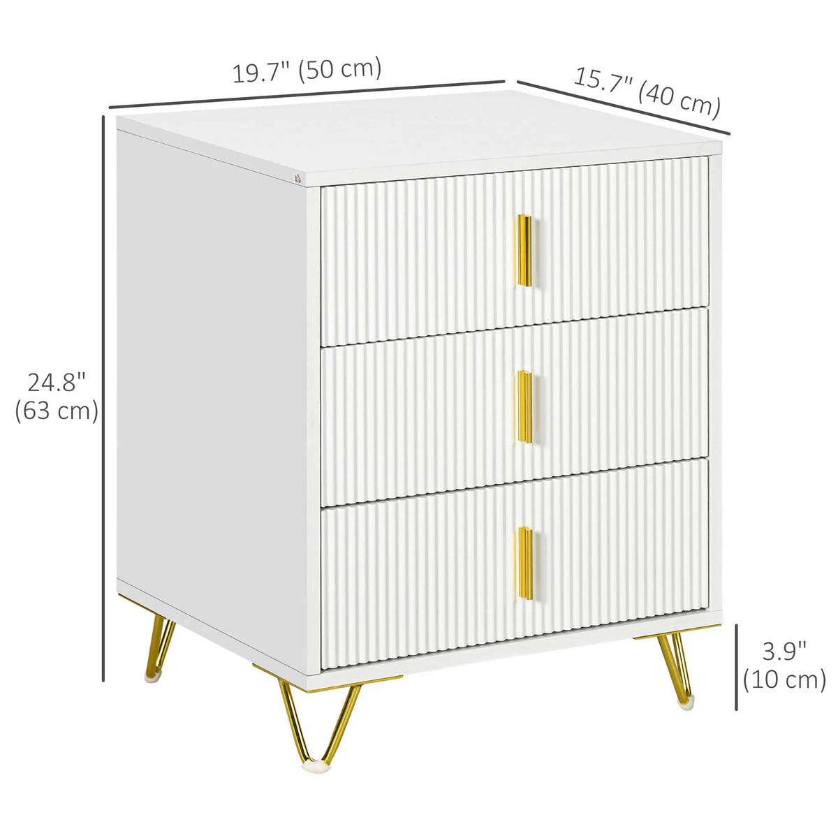 Drawer Chest 3 Drawer Storage Cabinet Unit with Metal Legs for Living Room - Image 4