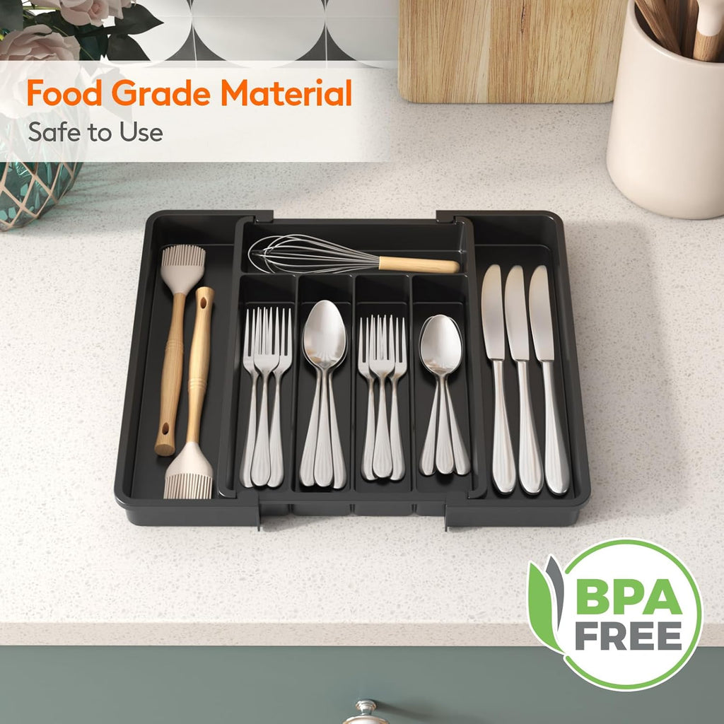 expandable silverware drawer organizer adjustable product angle 7
