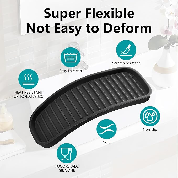 Silicone Kitchen Sink Sponge Holder And Soap Tray Self Draining Caddy - Image 2