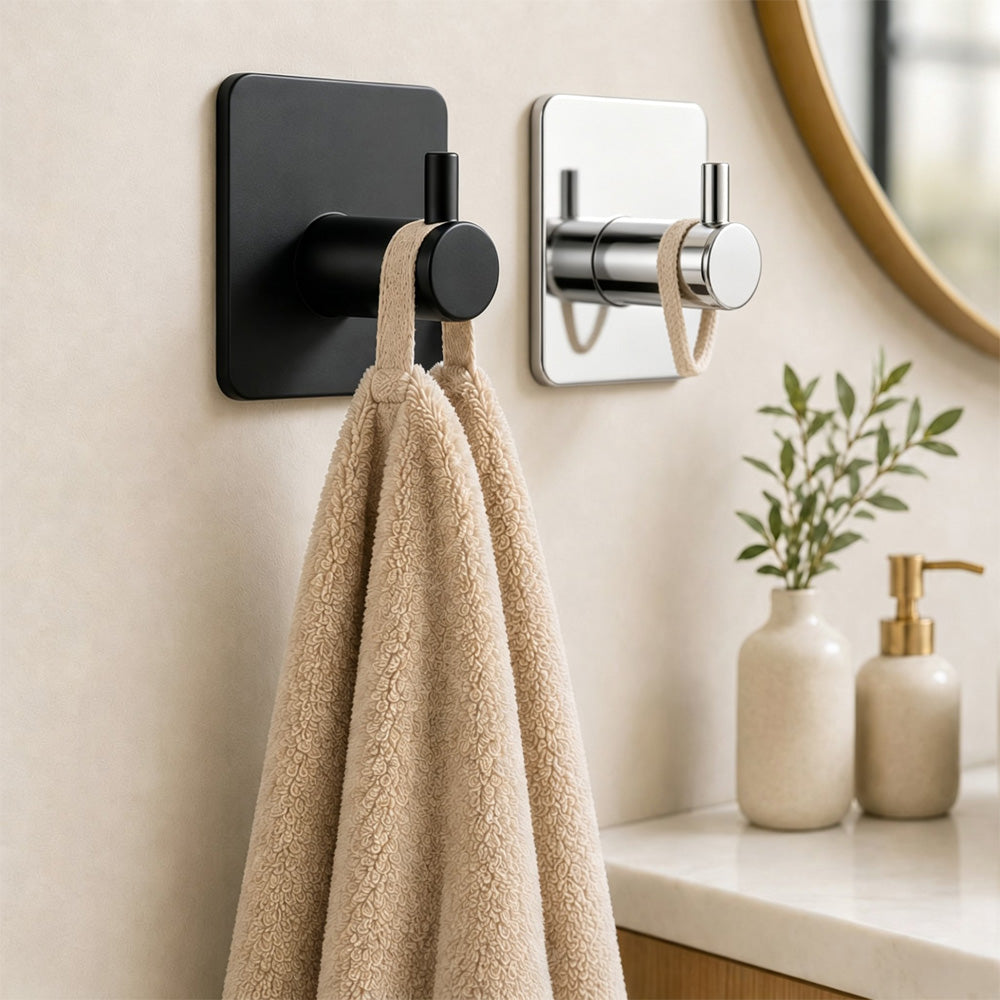 2pcs adhesive towel hook square main view