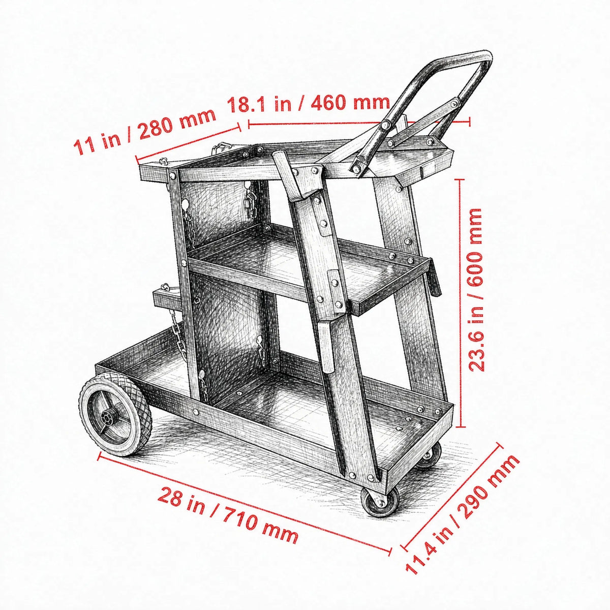 Heavy Duty Welding Cart 3 Tier 400 Lbs Rolling Welder Cart with 360 Swivel - Image 3