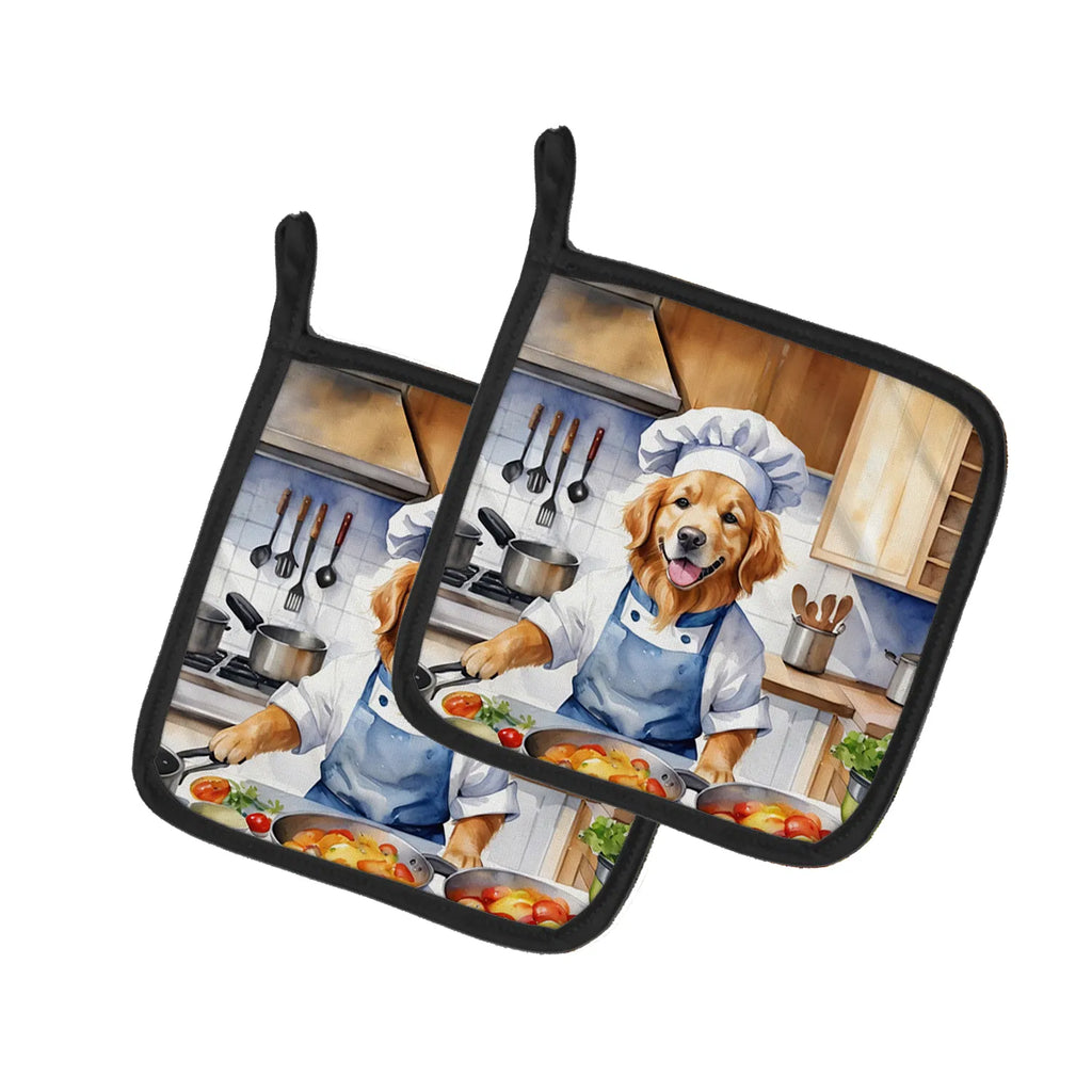 Golden Retriever The Chef Pair of Pot Holders Kitchen Heat Resistant Pot