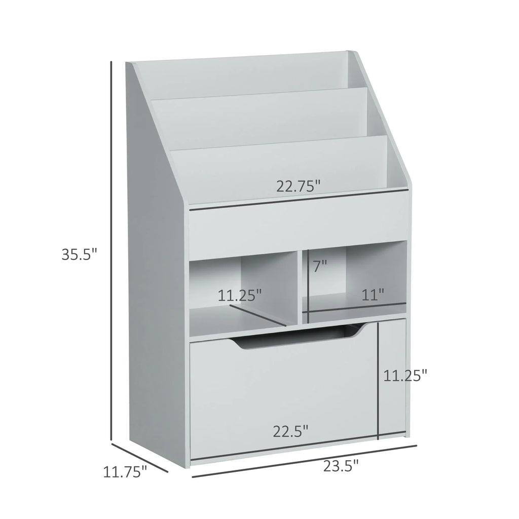 Kids Bookcase Multi Shelf Rack Organizer with Storage Drawer for Books for