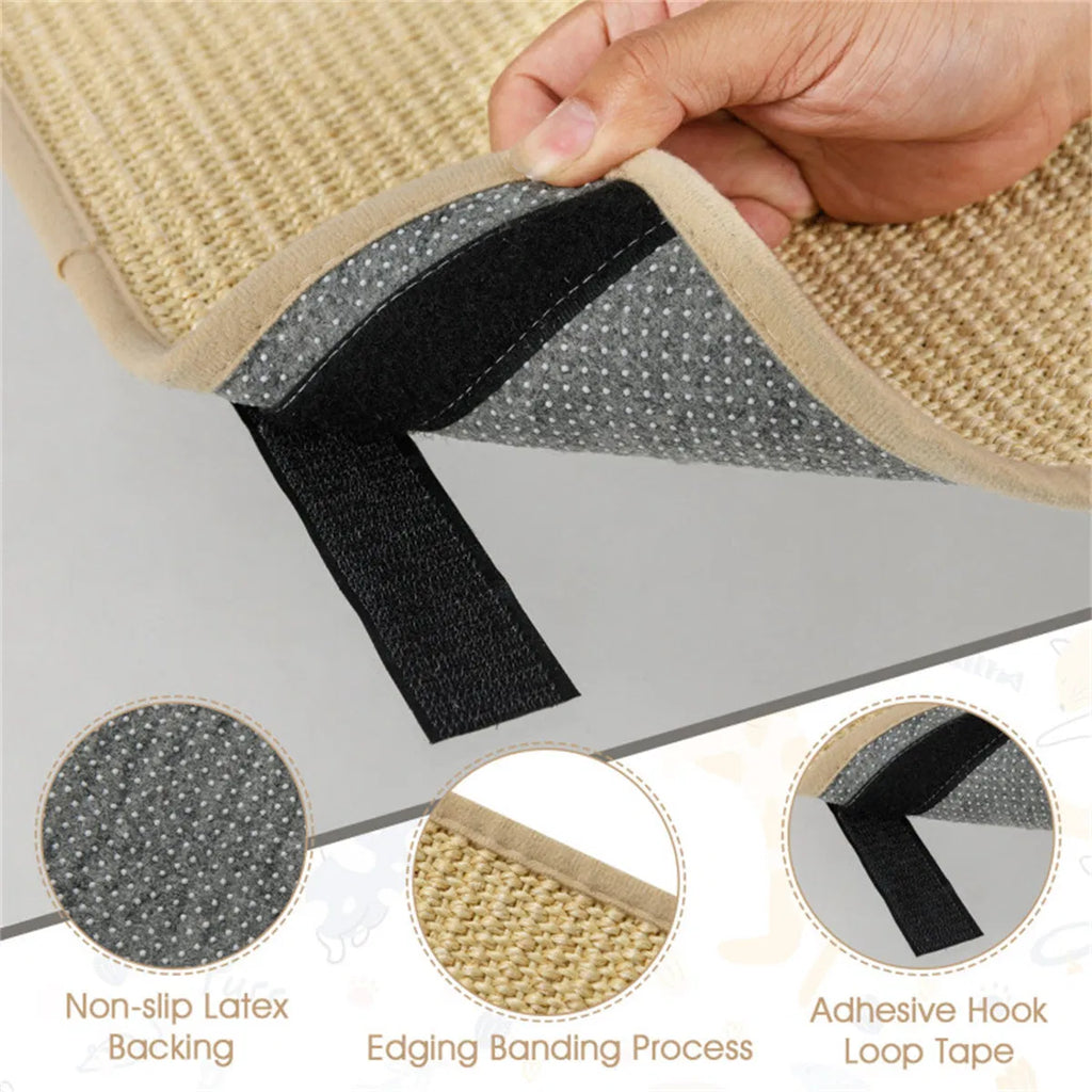 24 x 16 Inch Natural 6 Piece Cat Scratching Mats Sisal Material Anti Slip - Image 2