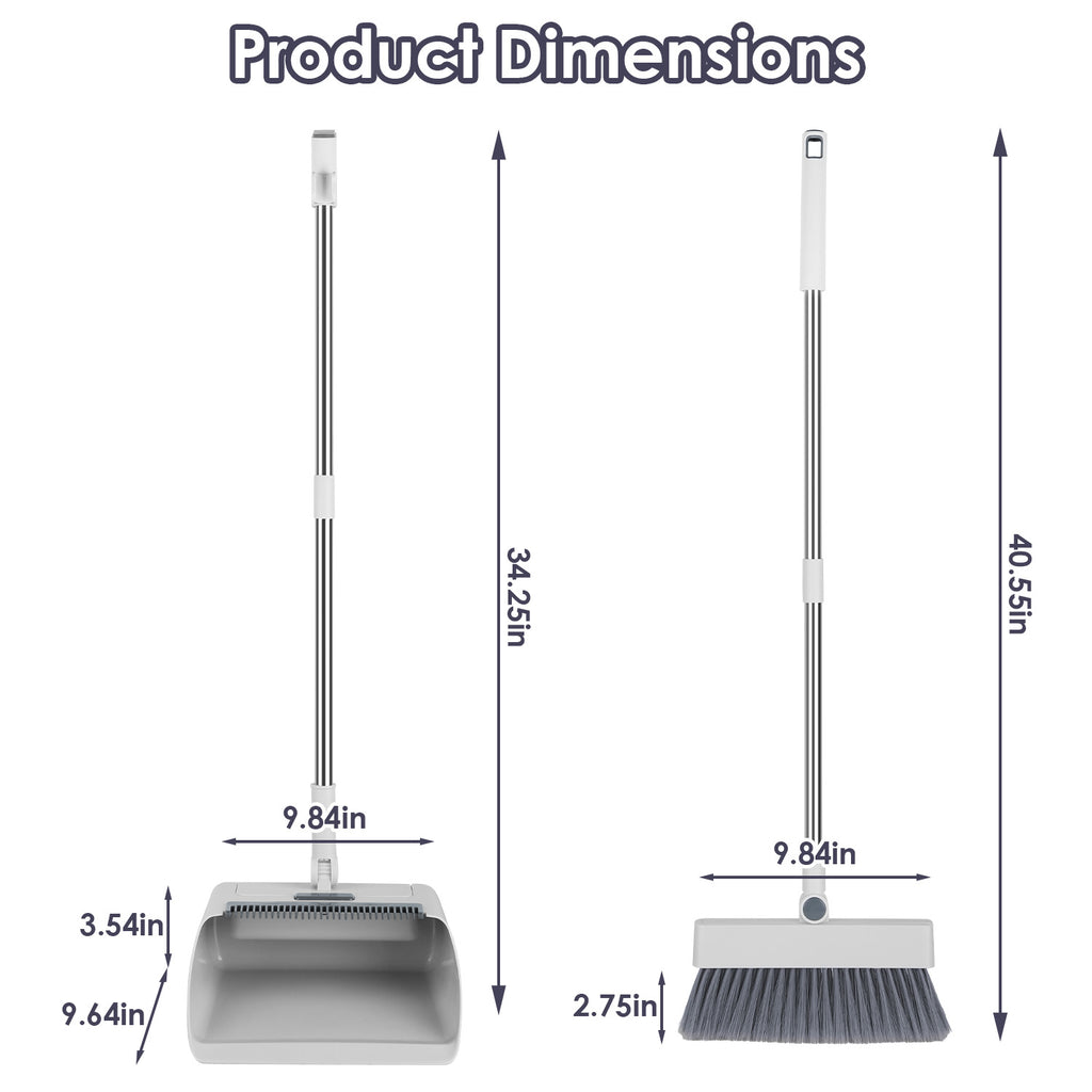 1Set Broom And Dustpan Combo Set With Squeegee Stainless Steel Handle 4 In 1 - Image 2