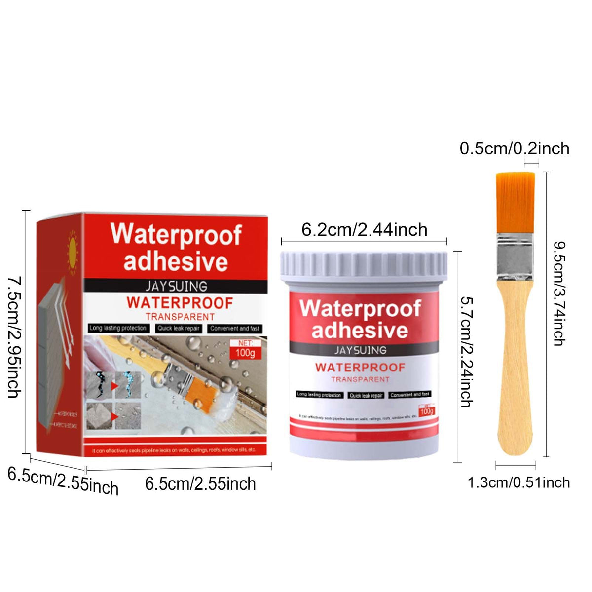JAYSUING Clear Waterproof Repair Adhesive Kit 1 Kit