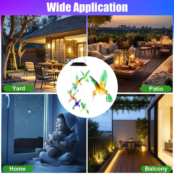 2PCS Hummingbird Solar Wind Chimes With Color Changing LED Lights Waterproof - Image 5