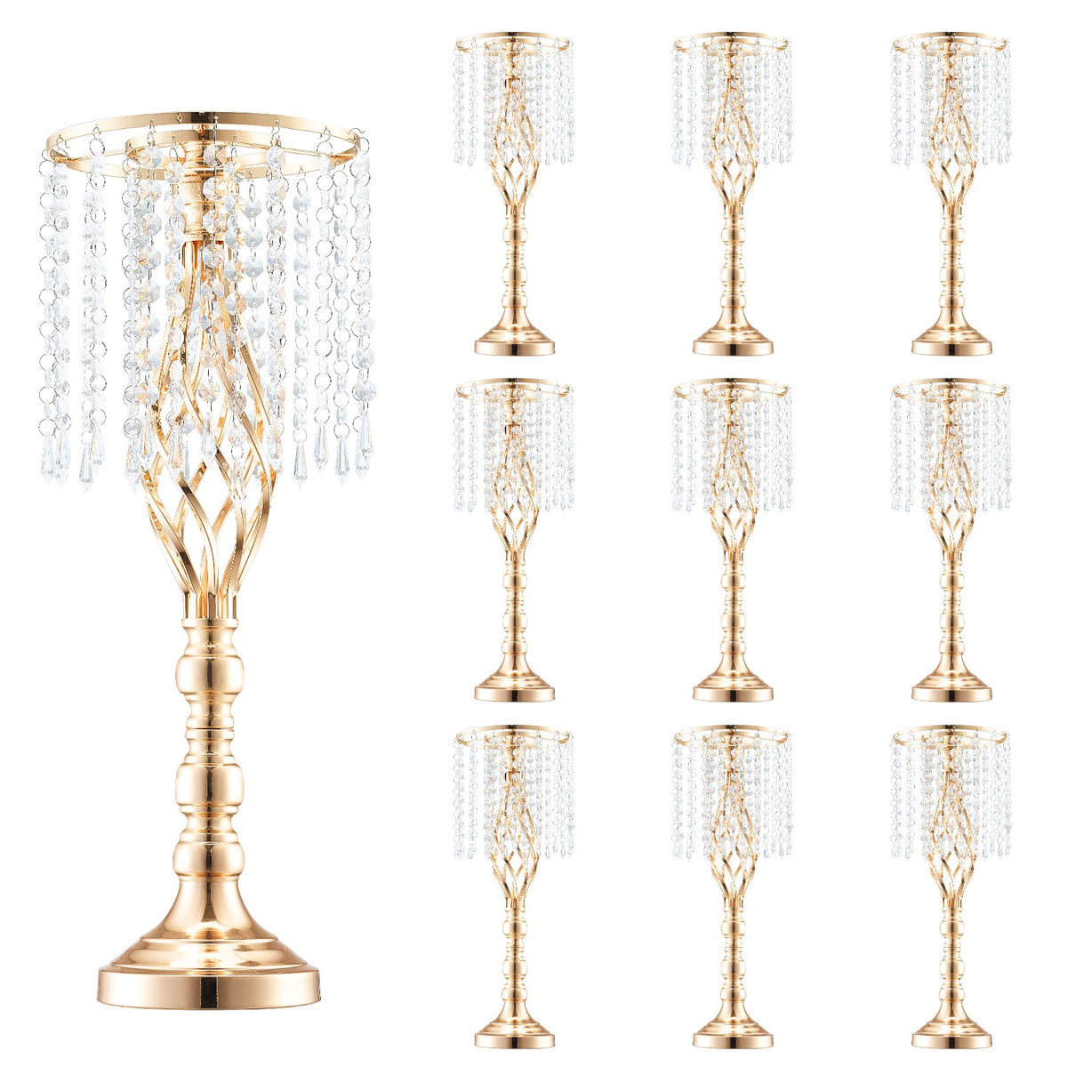 10PCS 55cm/21.65” Tall Crystal Wedding Flower Stand Vase For Party Decor - Image 2