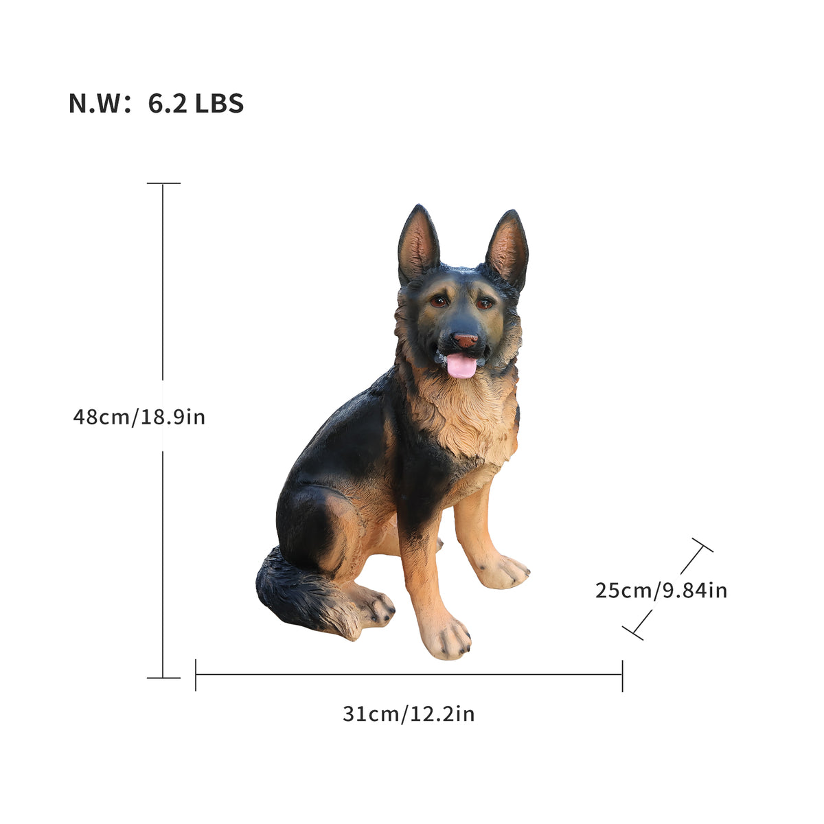 Outdoor Dog Statues German Shepherd Dog Statue for Garden - Image 5