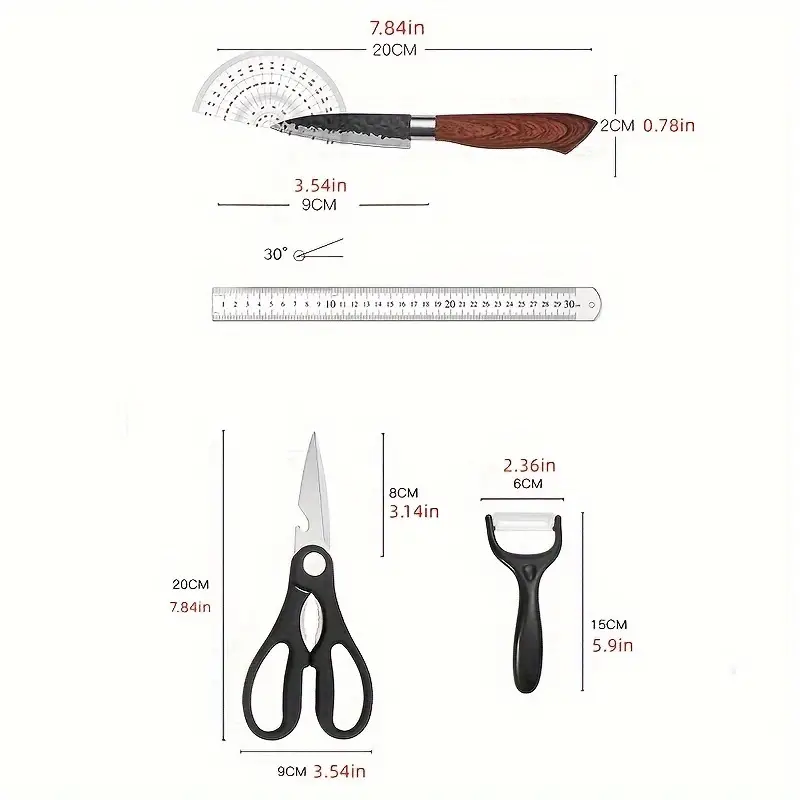 6 PCS Kitchen Knife Sets Steel Kitchen Knives Set Tools Forged Kitchen Knife - Image 3