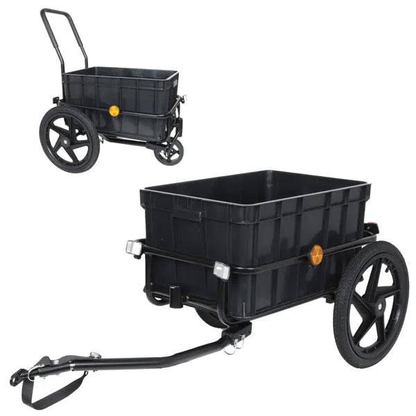 2 in 1 Bike Cargo Trailer Pushcart Bicycle Trailer with Removable Box and - Image 5