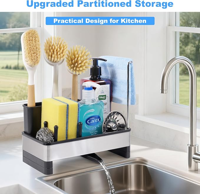 kitchen sink sponge holder caddy detail and structure