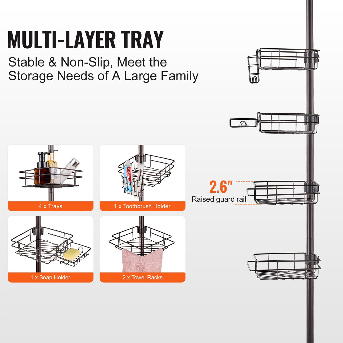shower corner caddy tension pole in use lifestyle