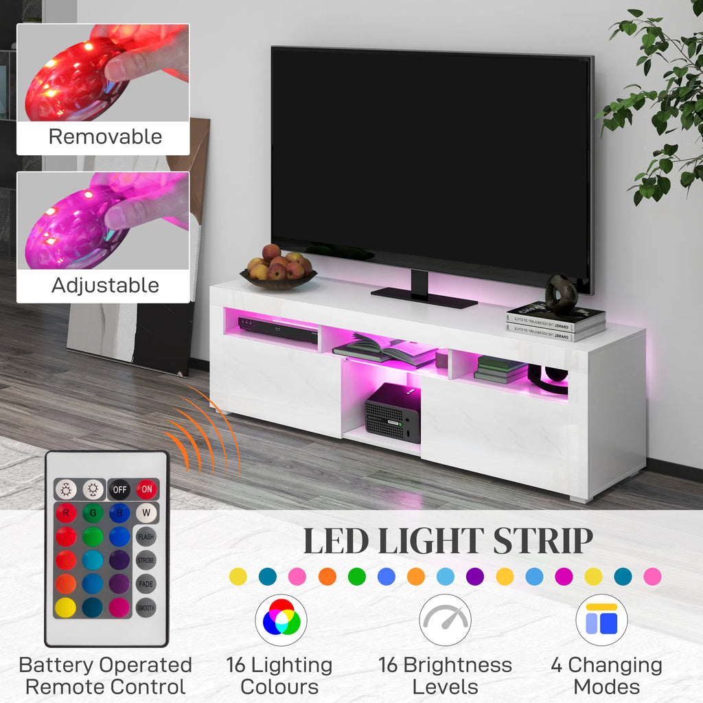 Modern TV Stand with Storage and LED Lights for TVs up to 55" TV Cabinet with - Image 5