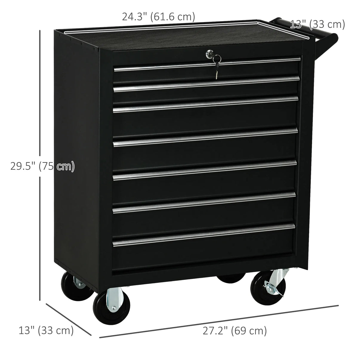 Tool Chest with 7 Lockable Drawers Mobile Storage Organizer with Handle Ideal