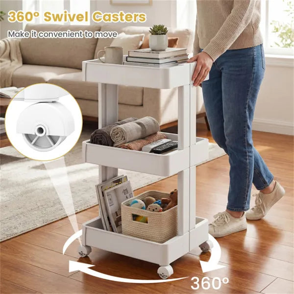 3 Tier DIY Rolling Storage Cart 15.5 X 14.5 X 30 With Detachable Ventilated