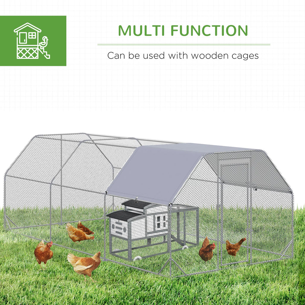 Chicken Run Galvanized Large Metal Chicken Coop Cage Walk in Enclosure