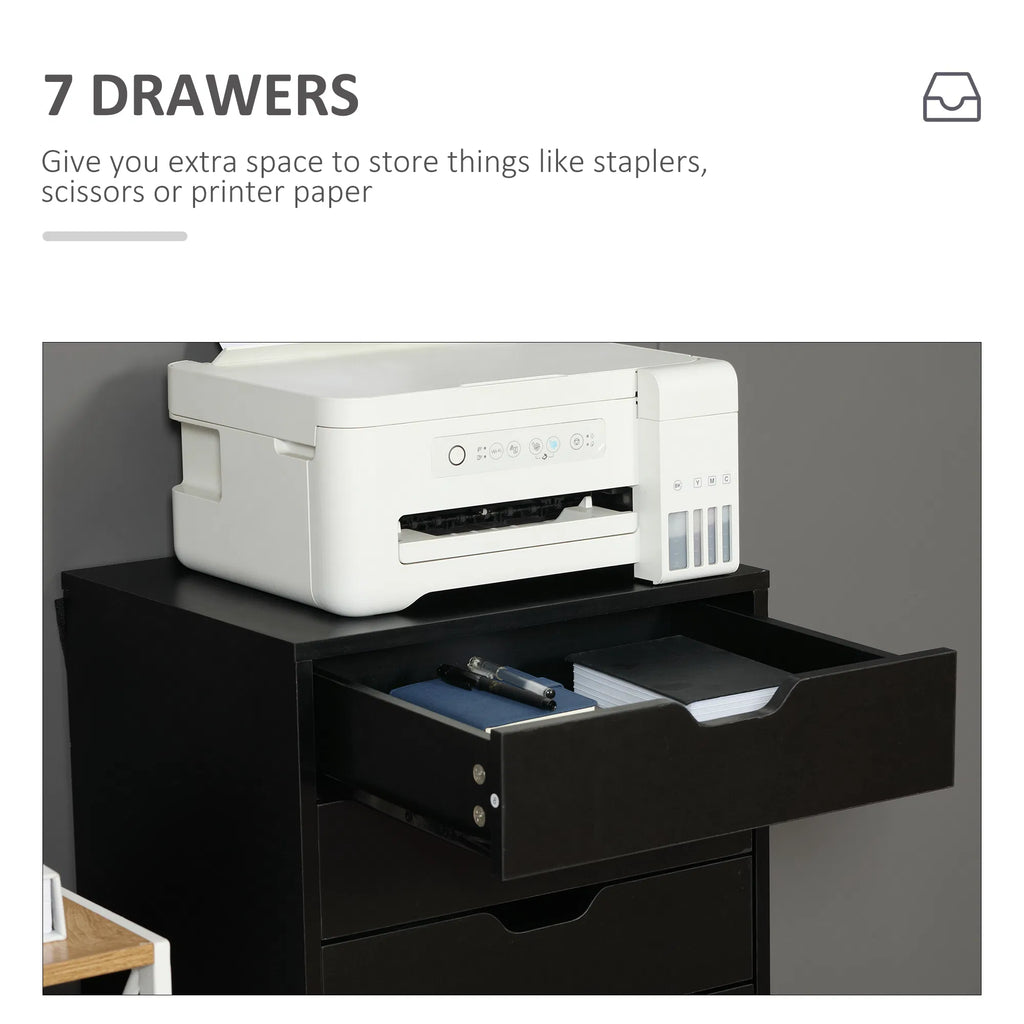 7 drawer Vertical File Cabinet for Home Office Storage Cabinet with Wheels - Image 5
