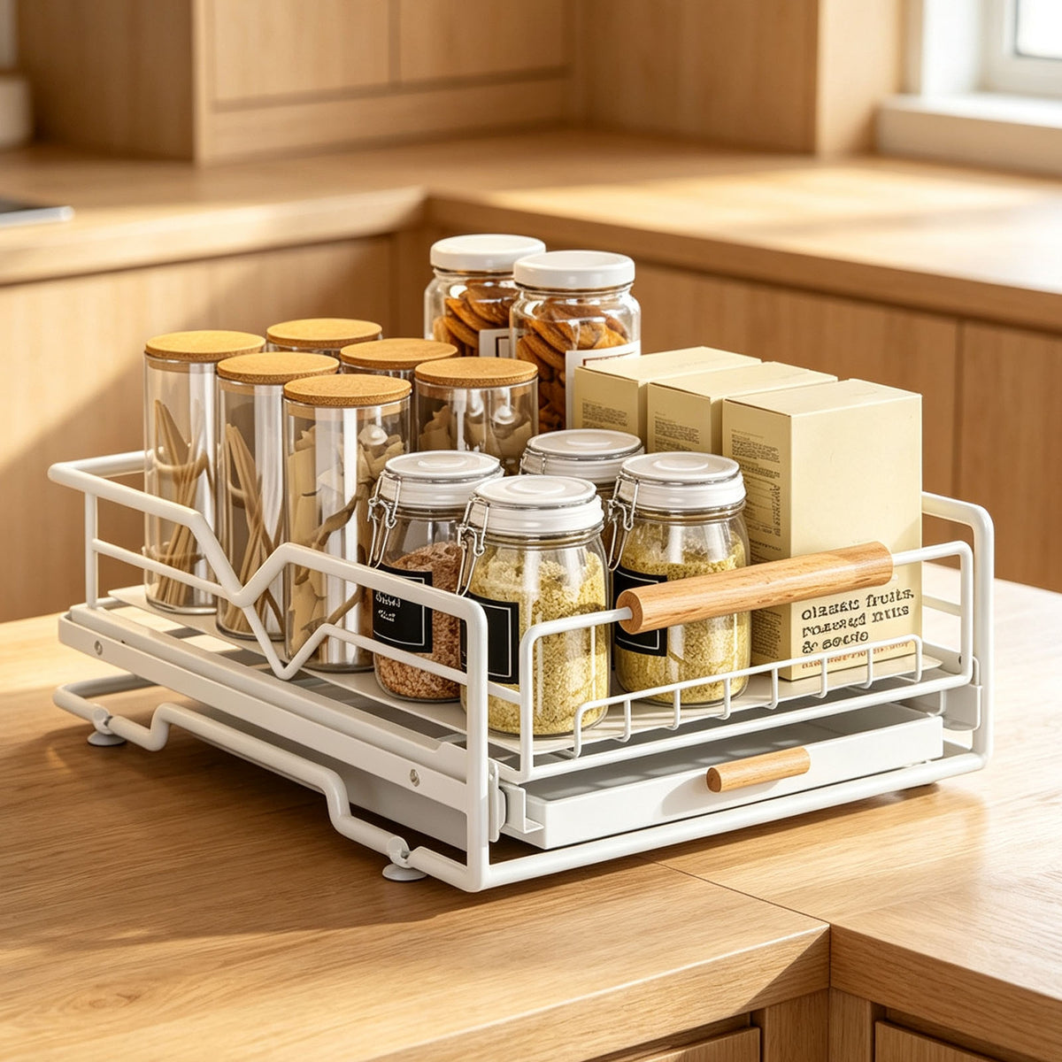Pull Out Cabinet Organizer Iron Slide Storage Drawer Under Sink Rack