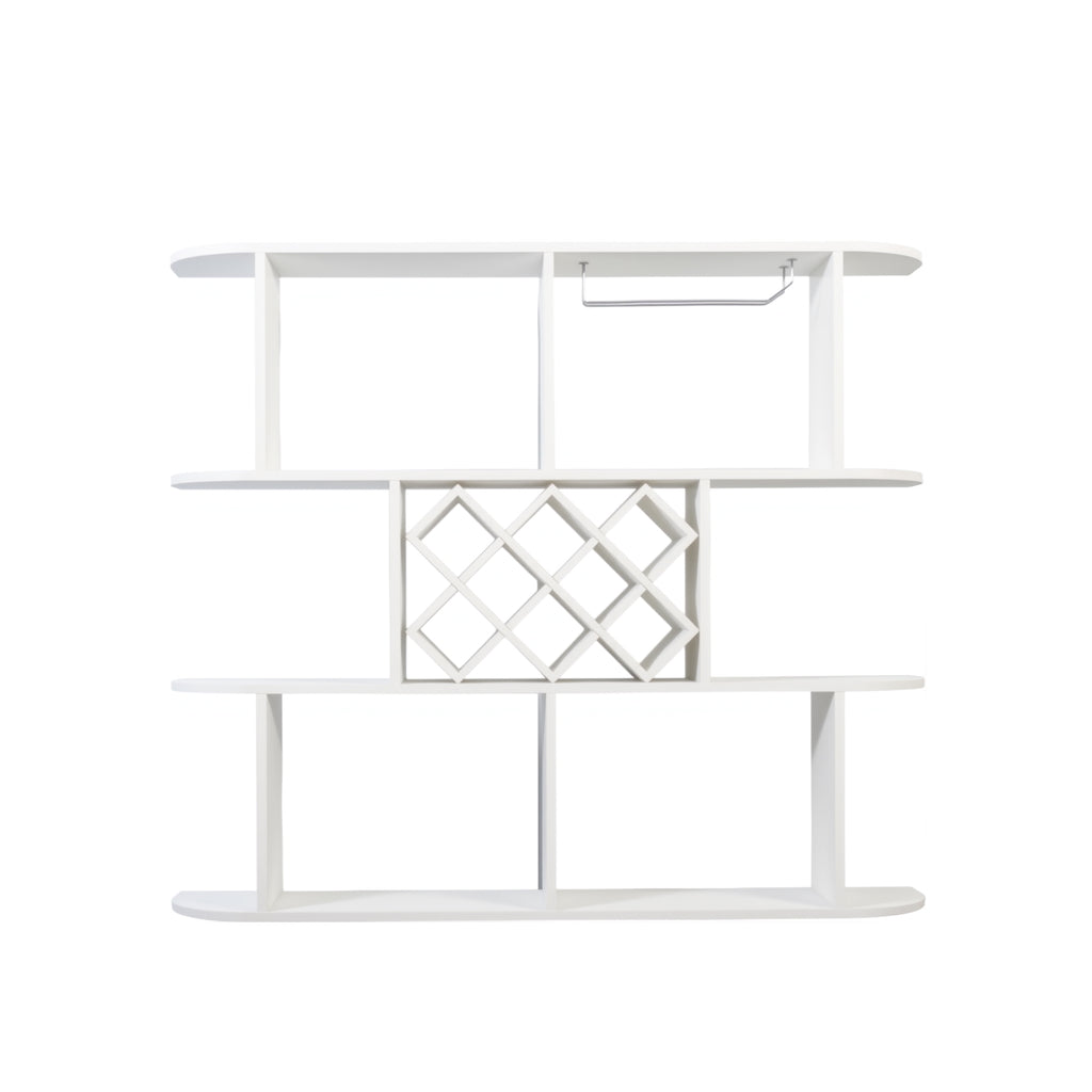 Large Wall Mounted 3 Tier Rustic Bottle Wine Rack Wooden Storage With Glass - Image 3