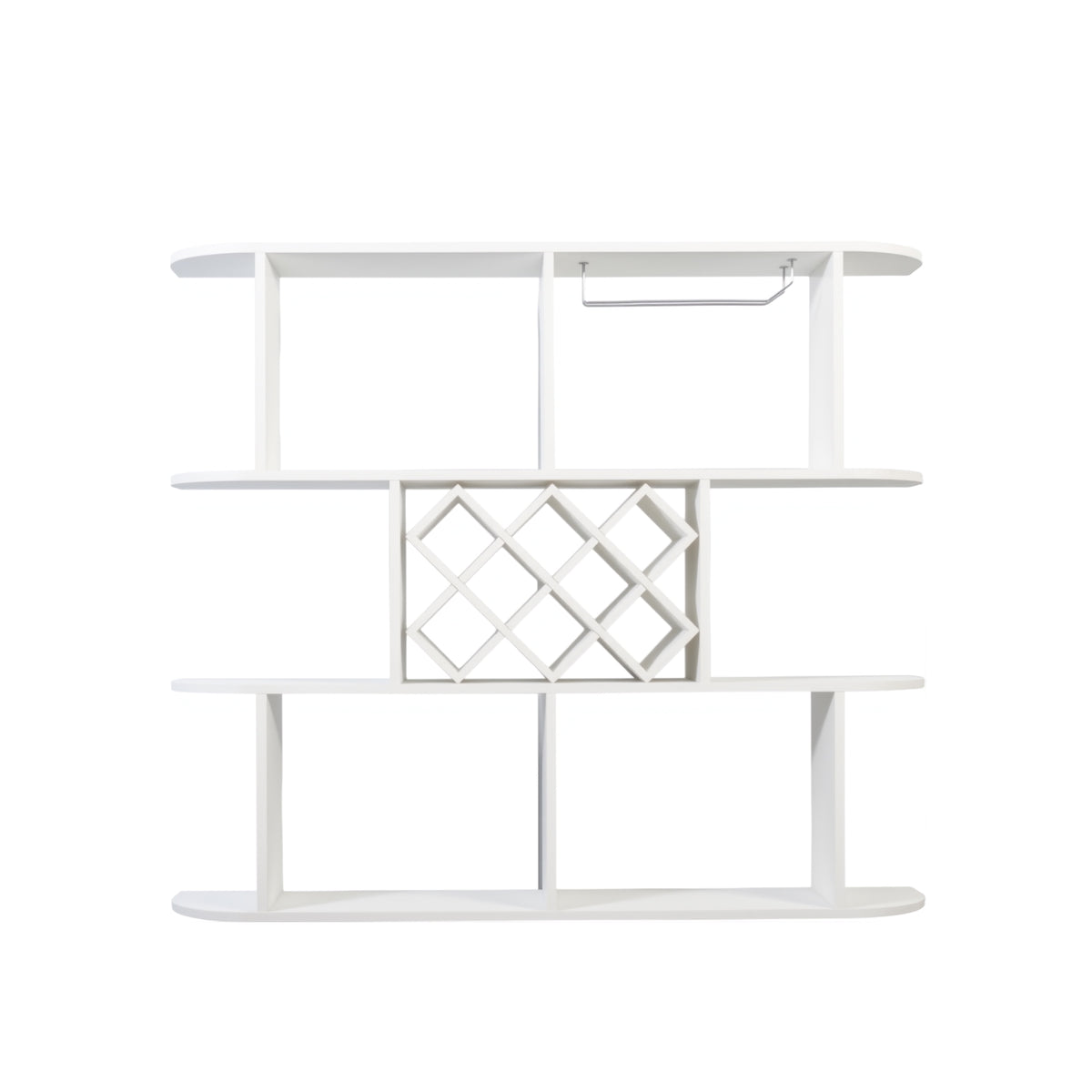 Large Wall Mounted 3 Tier Rustic Bottle Wine Rack Wooden Storage With Glass - Image 3