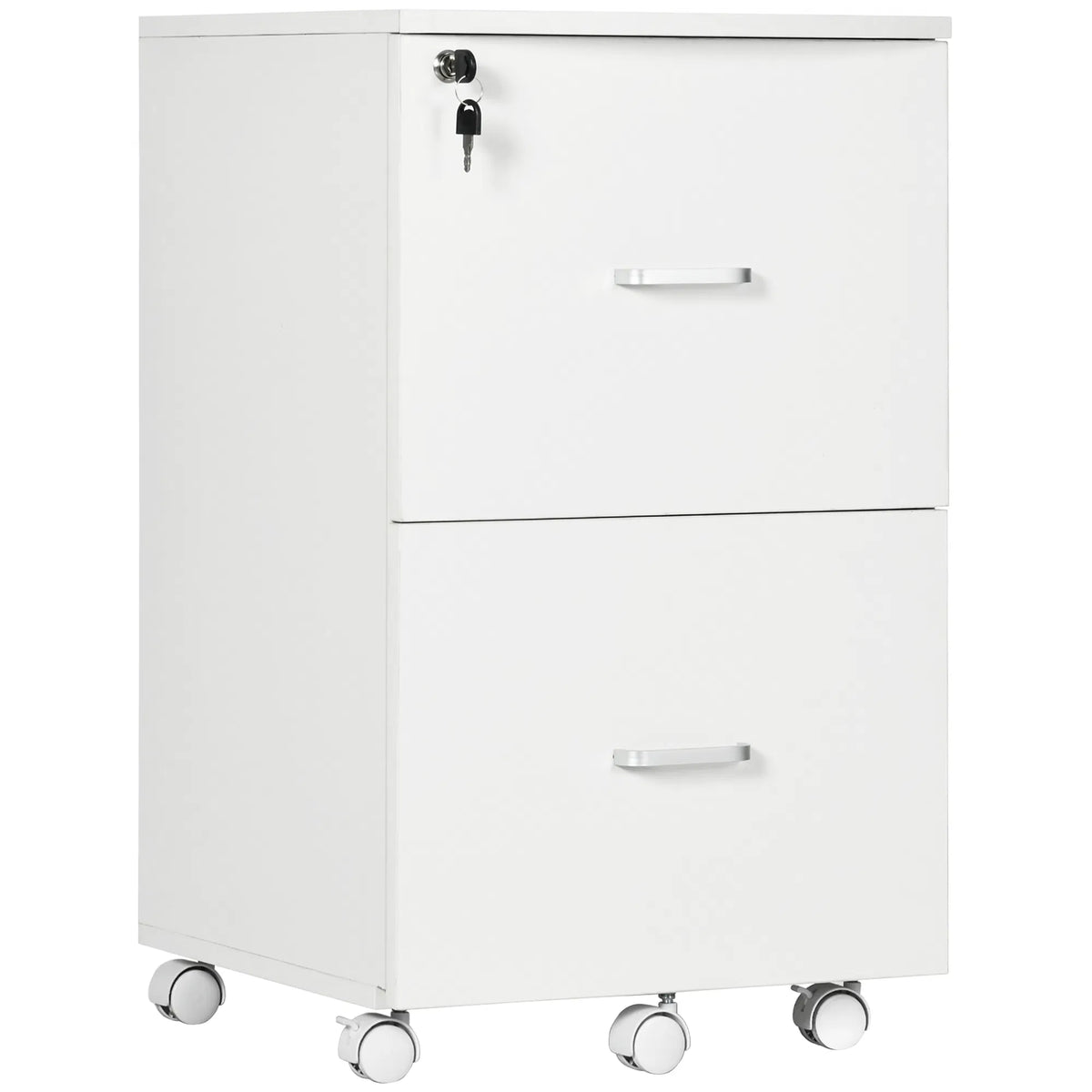 2 Drawer Mobile File Cabinet with Lock Wood Office Filing Cabinet with Locking - Image 3