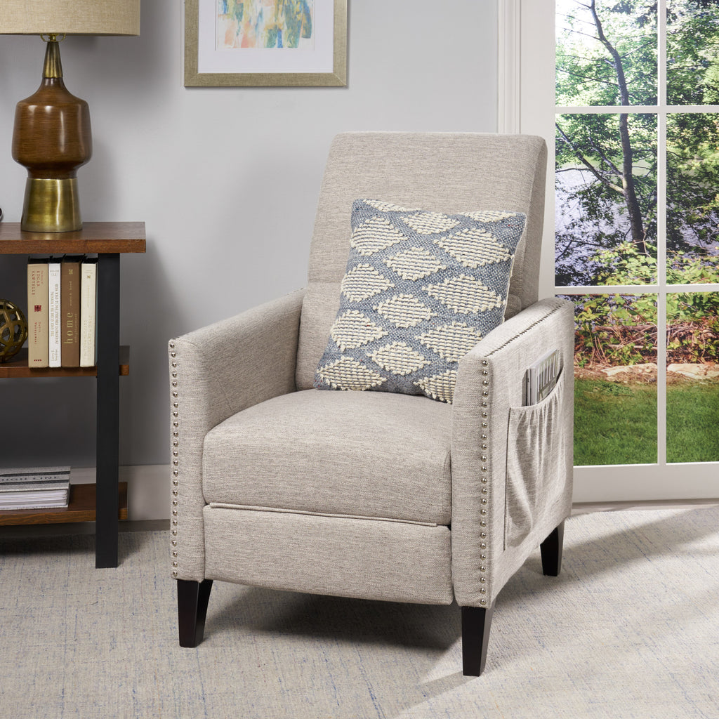 Pushback Recliner Chair with side pocket Fabric Armchair Push Back Recliner - Image 3