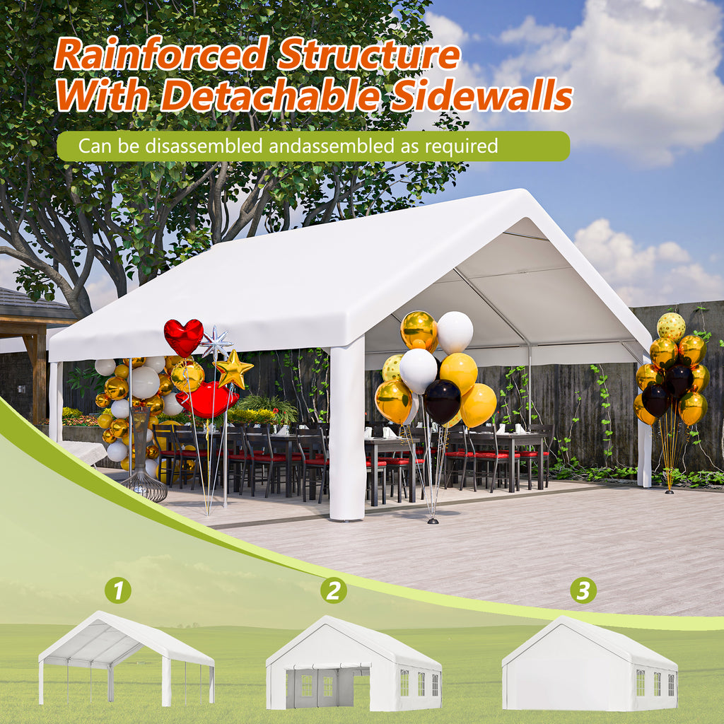 20x20 FT Party Tent with 2 Storage Bags & Removable Sidewalls Outdoor Canopy - Image 5