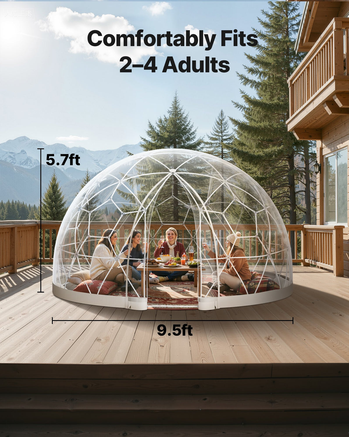 9.5x5.7ft clear geodesic garden dome glamping tent product view 3
