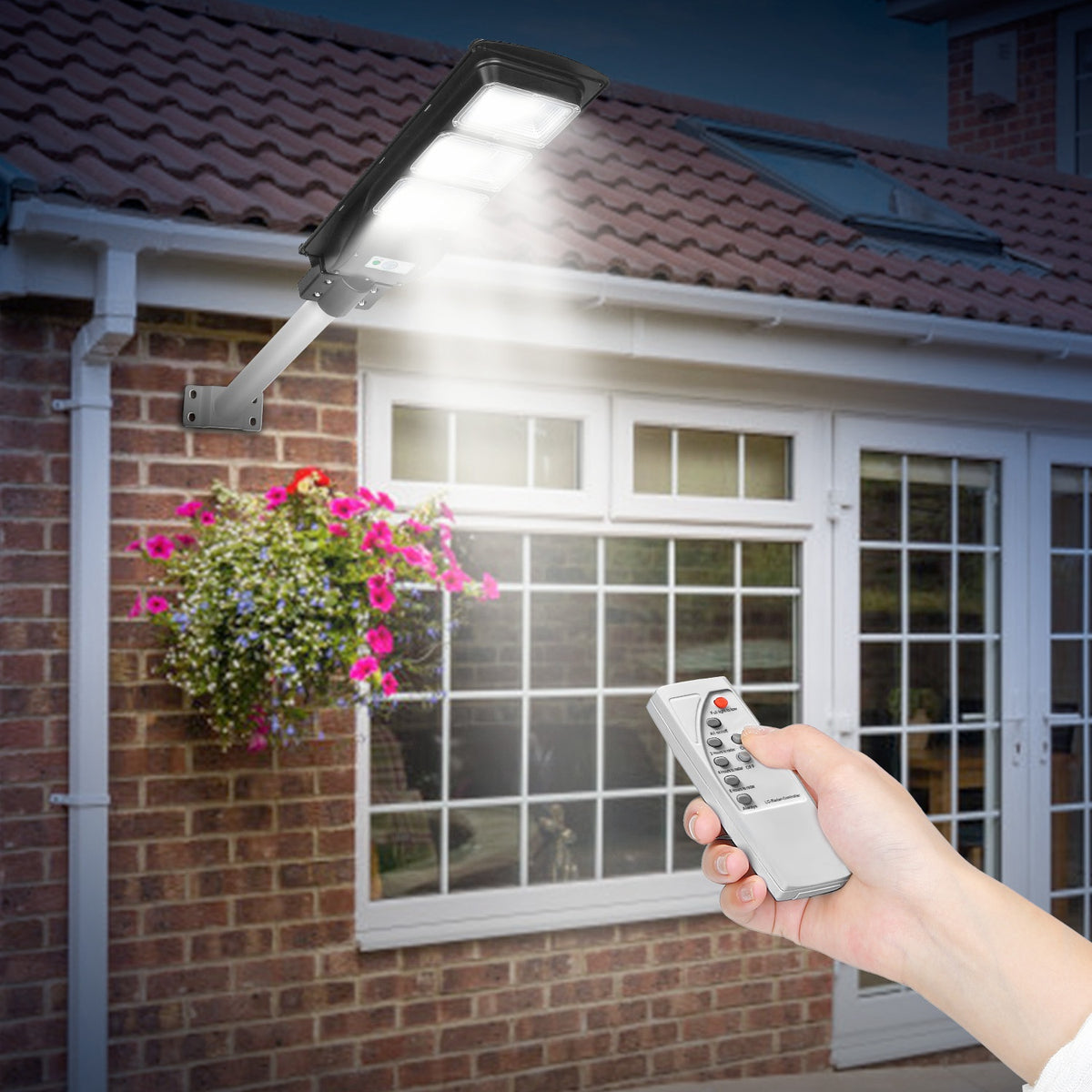 Solar Street Path Light Outdoor 180LEDs Sensor Remote Control Wireless Lamps - Image 2