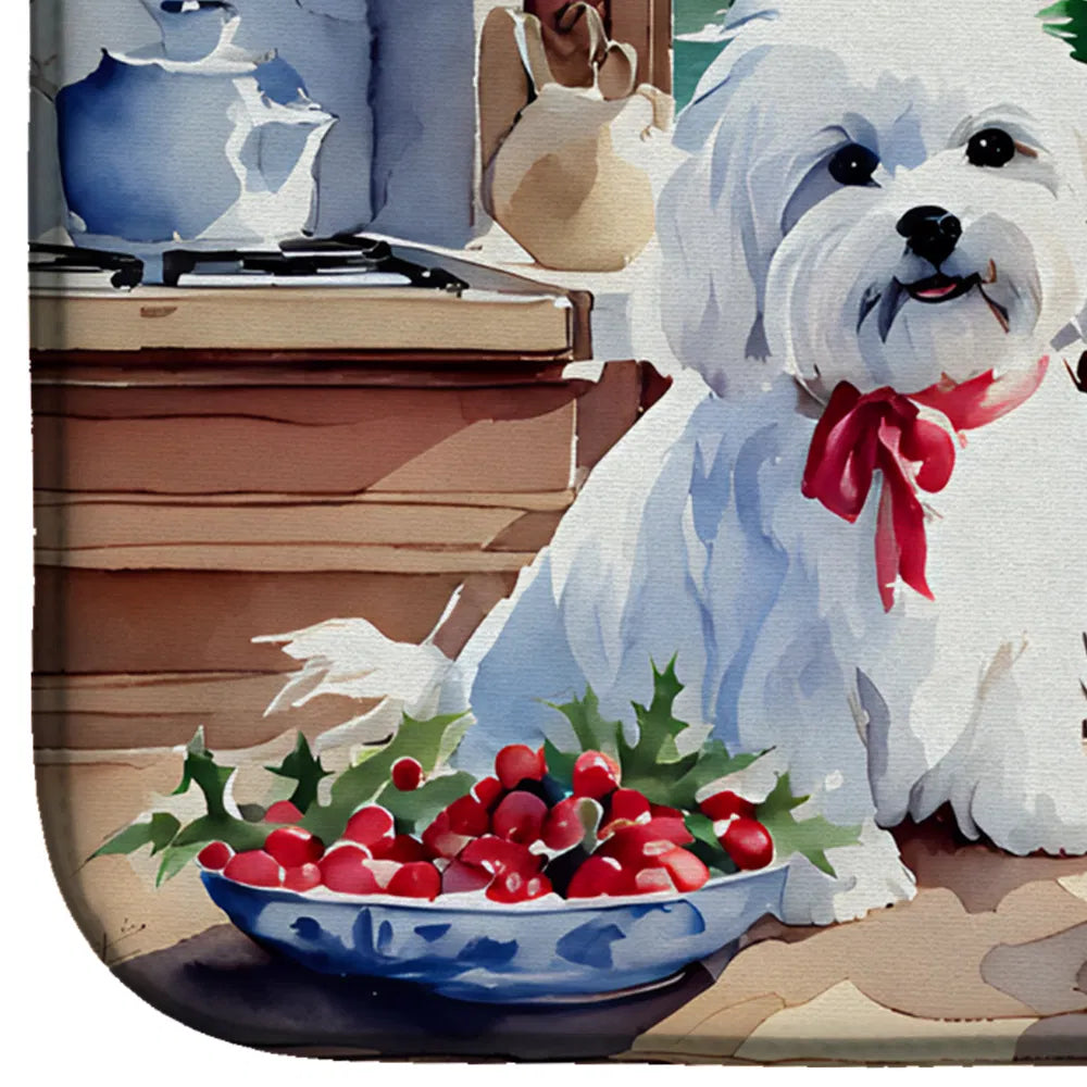 Maltese Christmas Cookies Dish Drying Mat Absorbent Dish Drying Mat Pad for - Image 5
