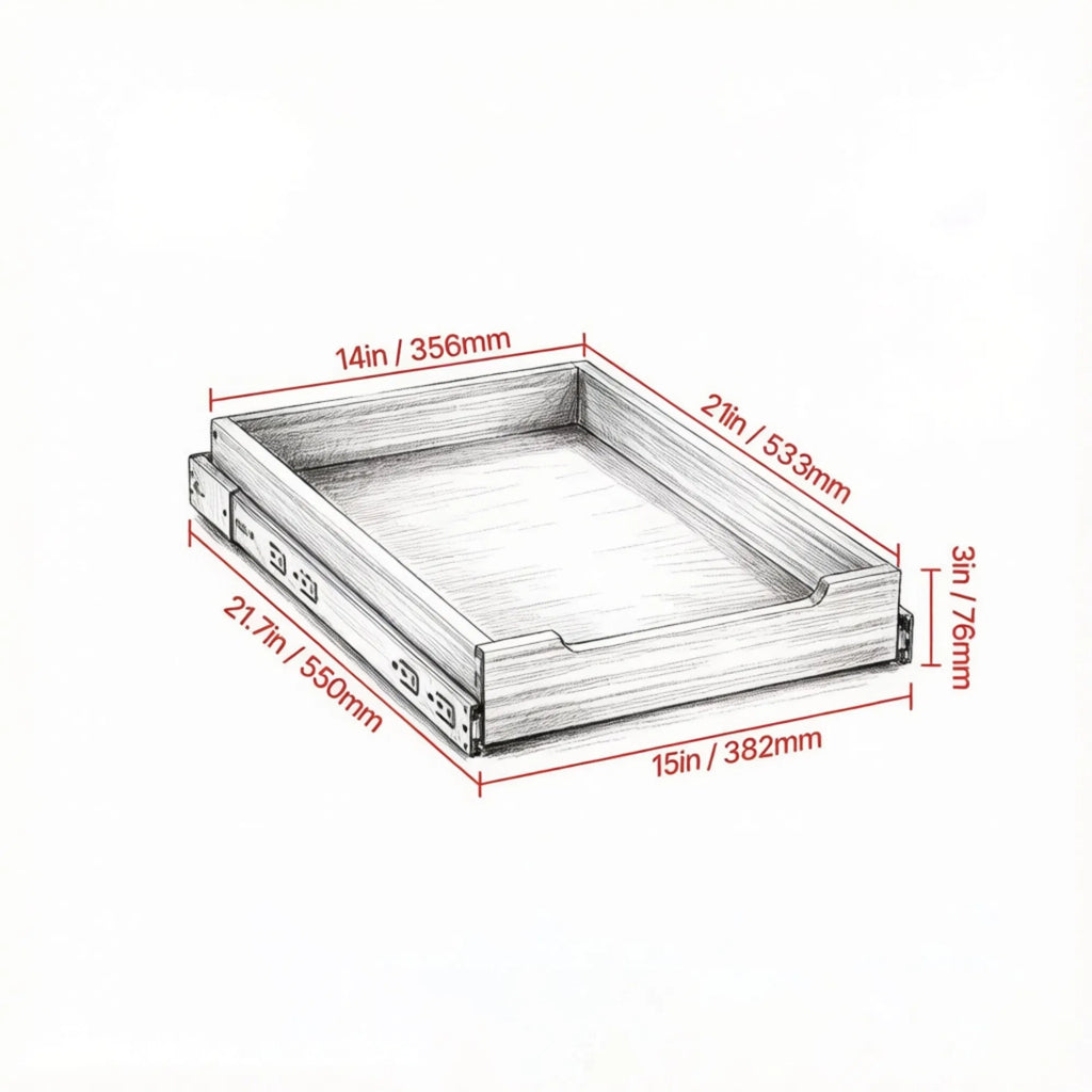 14"W 21"D Pull Out Cabinet Organizer Heavy Duty Wood Drawer With Soft Close - Additional Product View 5