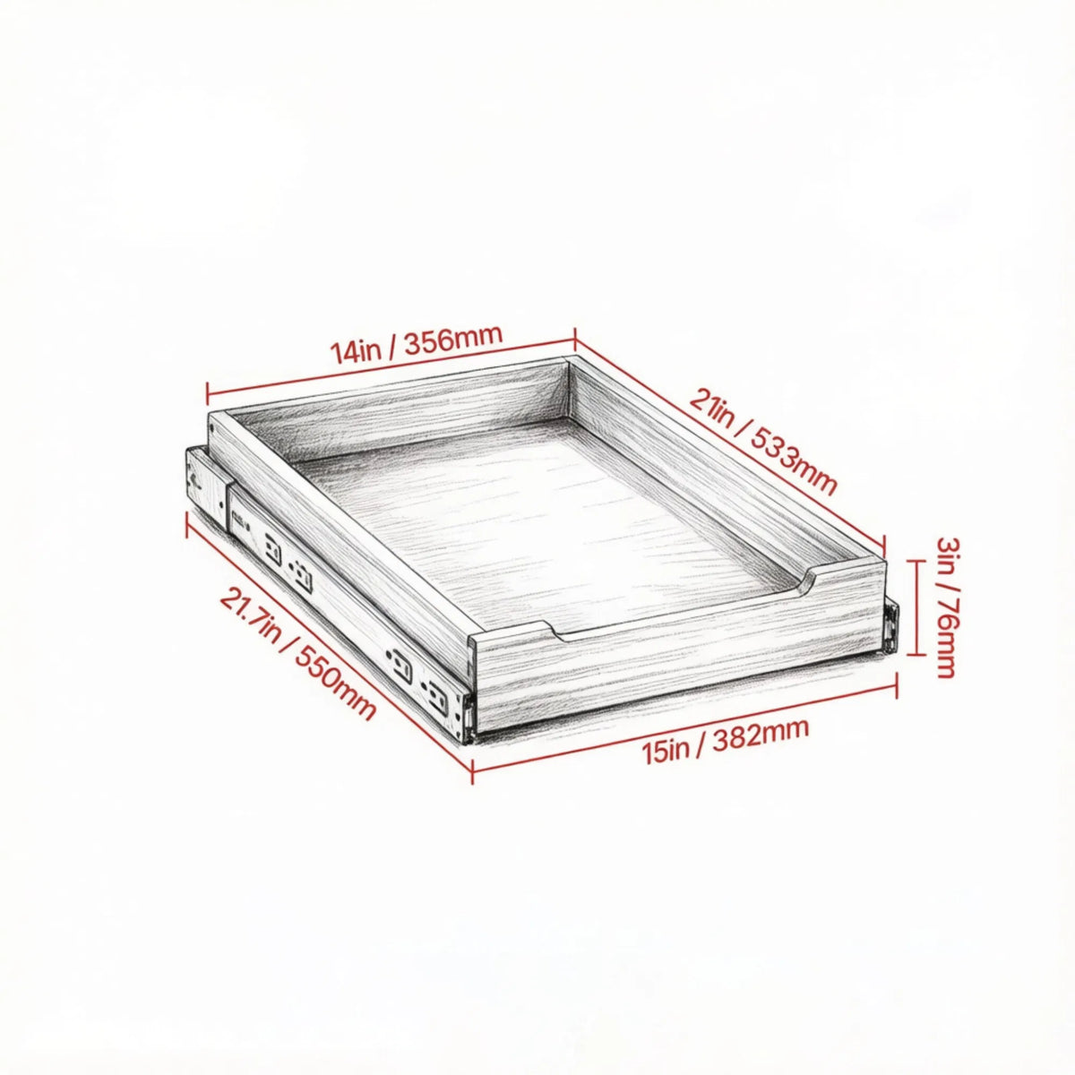 14"W 21"D Pull Out Cabinet Organizer Heavy Duty Wood Drawer With Soft Close - Additional Product View 5