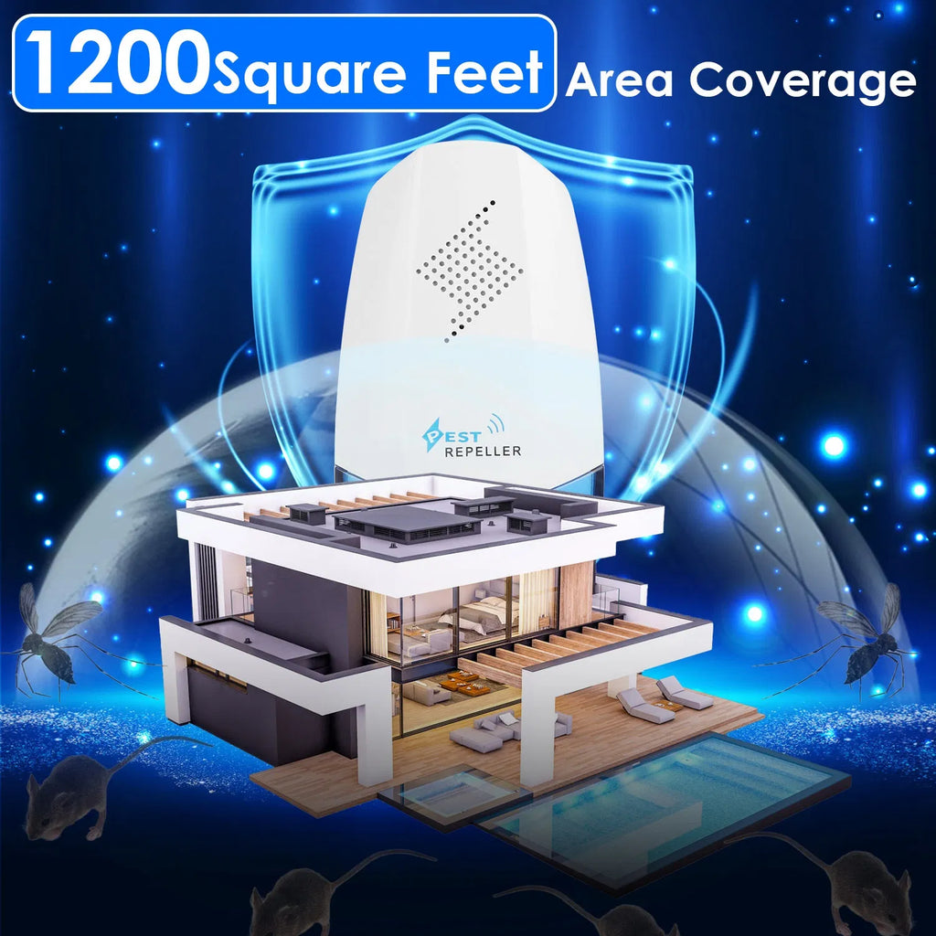 2 Pack Ultrasonic Pest Repeller 25 65KHz Variable Frequency Covers 1200