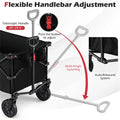 Black 400 Lbs Heavy Duty Collapsible Wagon Cart With All Terrain Wheels 180L